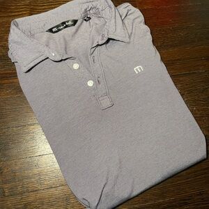 COPY - Travis Mathew light Grey/Purple Polo Shirt with Classic Collar